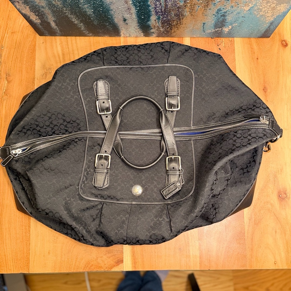Coach Black Signature Canvas Travel Duffel Bag - Picture 15 of 15